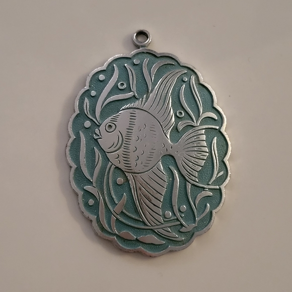 5for$25🥰 VINTAGE stainless Steel Made In Germany Fish Enamel Large Pendant - Picture 1 of 5